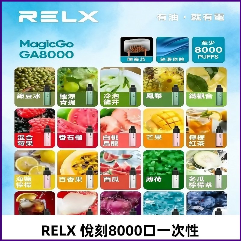 悅刻RELXGA8000拋棄式電子煙 8000口免充電一次性#台灣現貨#